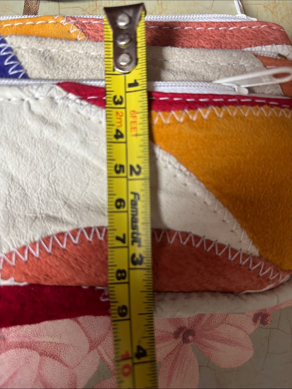 Vintage 80s Patchwork Leather Zip Pouch many pockets - Picture 7 of 10